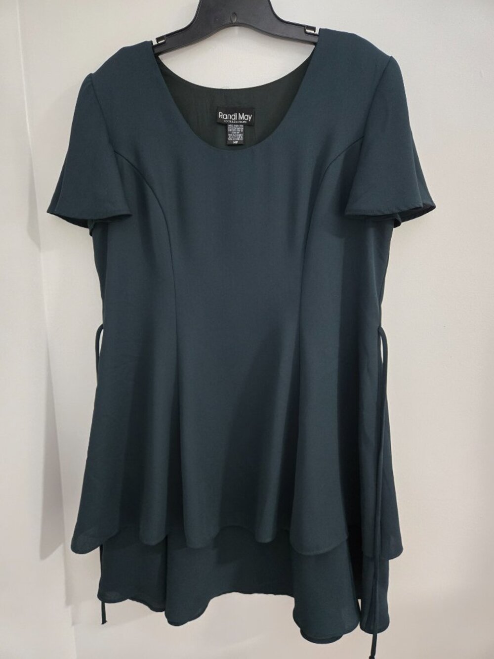 Vintage Randi May Collection Forest Green Tiered Tie Back S-14P Cocktail Dress